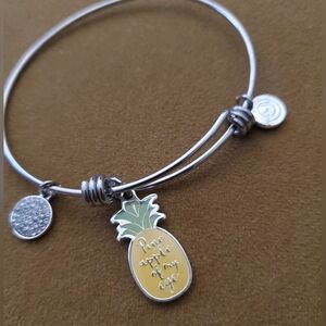 Silver and Pineapple Charm Bracelet Sz. Adjustable
